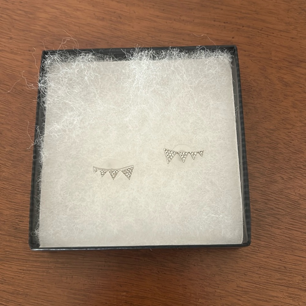 Nadri Silver Ear Crawler Earrings